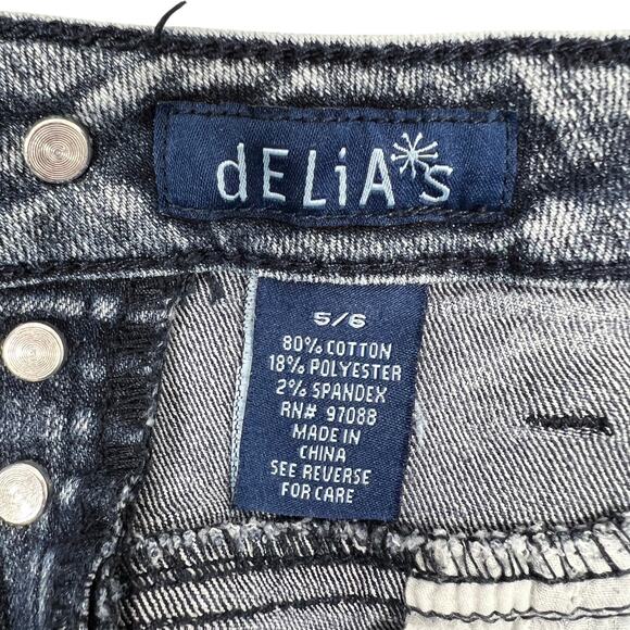 Delia's High-Rise Jean Shorts Sz 5/6 Acid Wash Stretch Denim Grunge Retro Punk - Picture 3 of 11